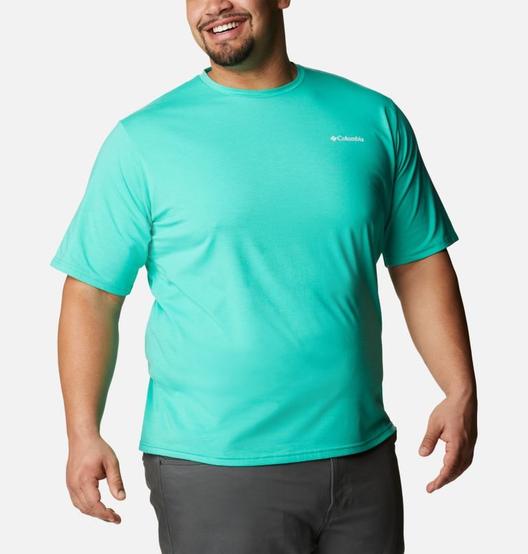 Men's Columbia Sun Trek Short Sleeve T Shirts Turquoise | Plus Size CA-P41A6
